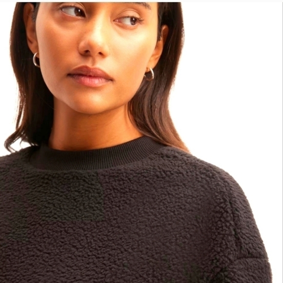 Everlane the renew fleece oversized crew sweatshirt black XS NWT - Picture 4 of 10